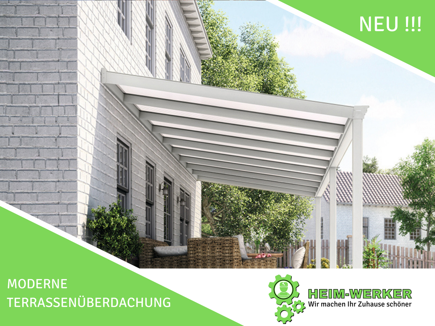 "KLASSIK" ALU-Terrassenüberdachung Polycarbonat