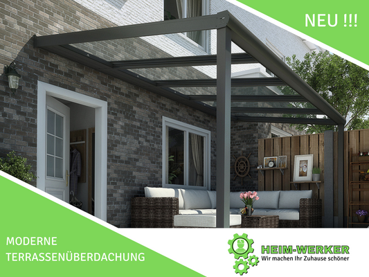 "KLASSIK" ALU-Terrassenüberdachung Glasdach 8mm VSG