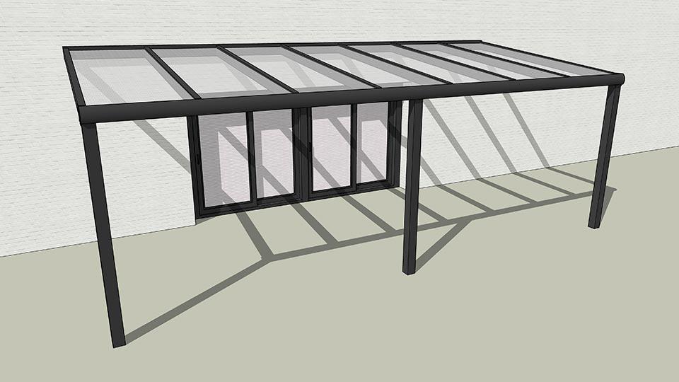 "KLASSIK" ALU-Terrassenüberdachung Glasdach 8mm VSG